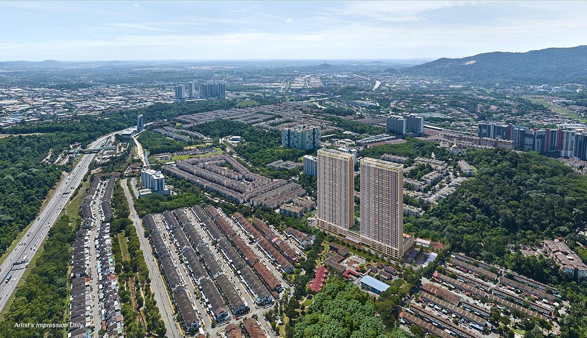 Aerial view of Senna Heights and the surrounding Damansara Damai neighbourhood