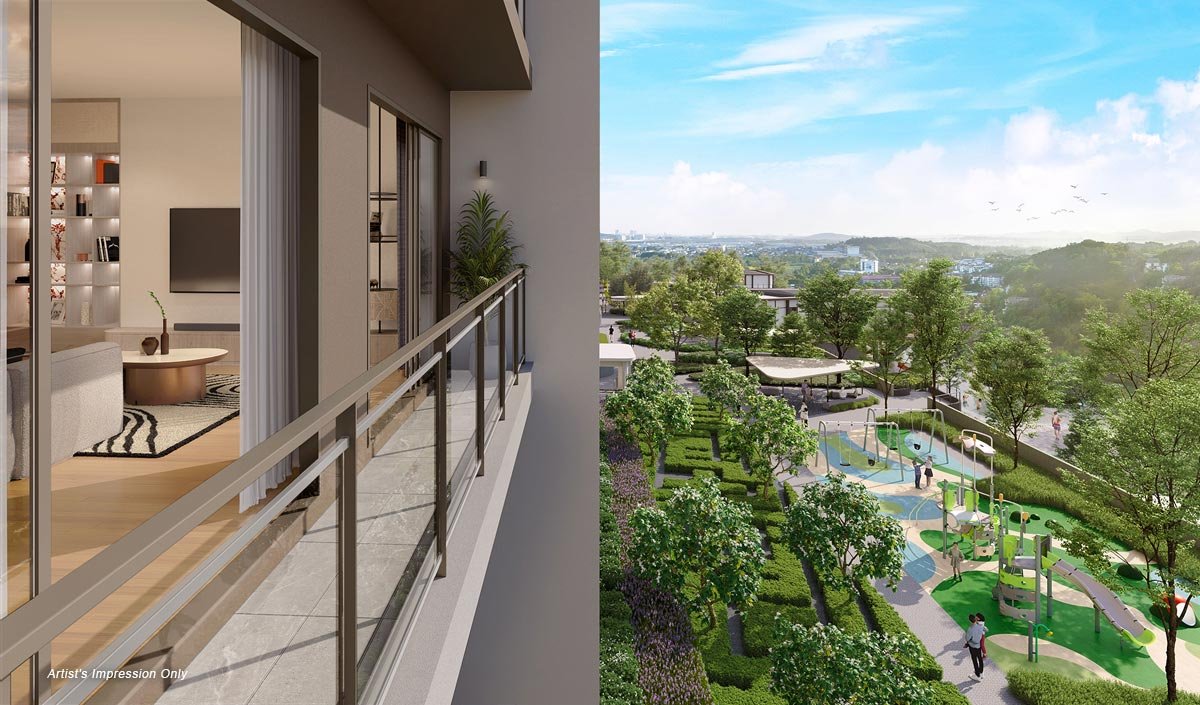 Balcony overlooking green landscape at Senna Heights