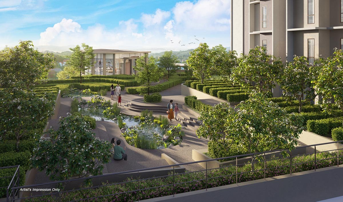 Layered courtyard garden at Senna Heights